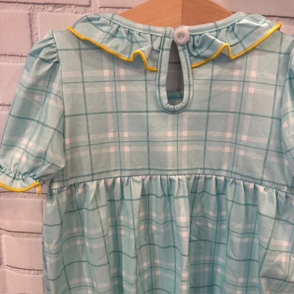 Boutique Marie Nicole Baby Girl 18 Month Blue Yellow Lemon Plaid One-Piece - Picture 8 of 9